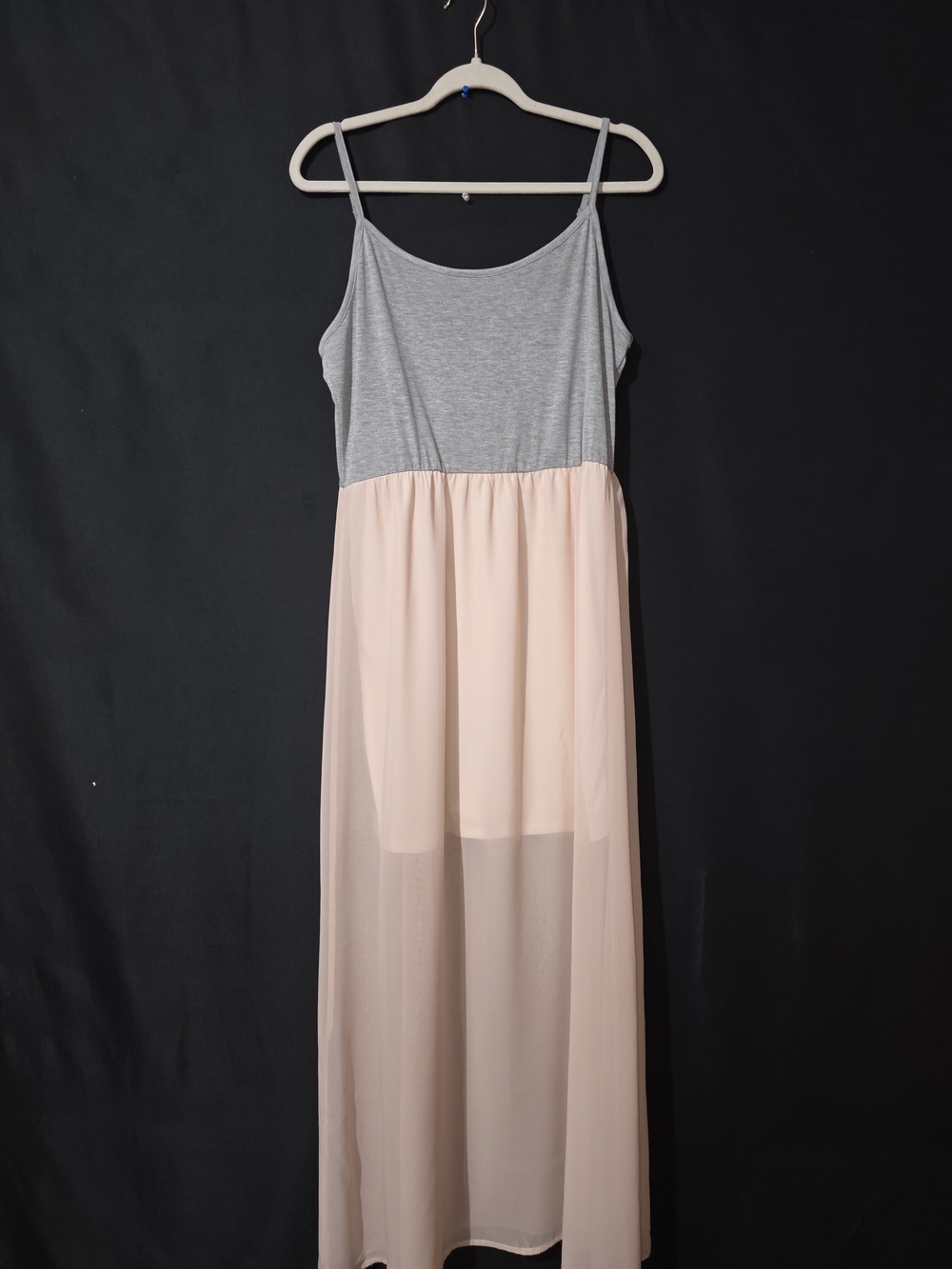 Ultra Flirt Gray & Blush Maxi Dress